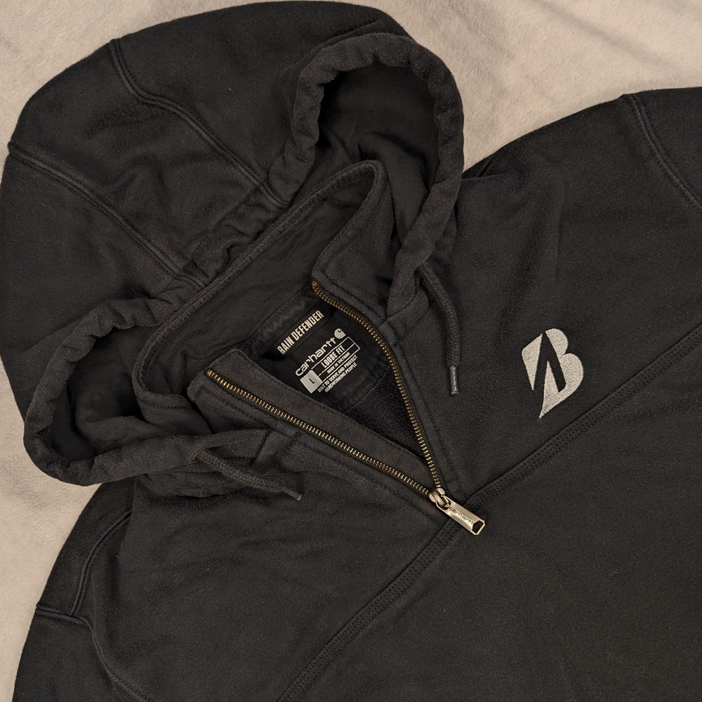 Carhartt Rain Defender Black Quarter Zip Hoodie Bridgestone DieHard 100617 L